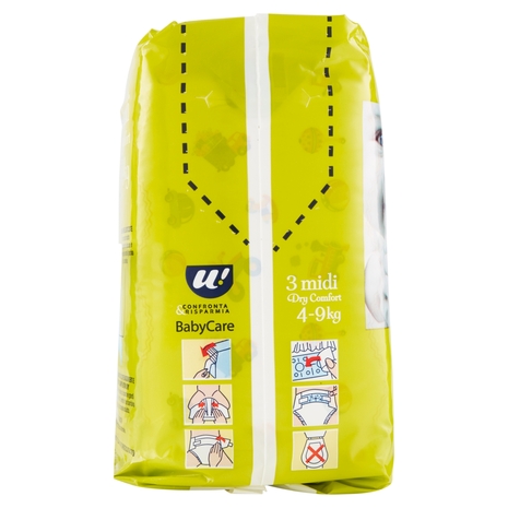 20 PANNOLINI BABY CARE MIDI DRY COMFORT 4-9 KG U! Confronta & Risparmia